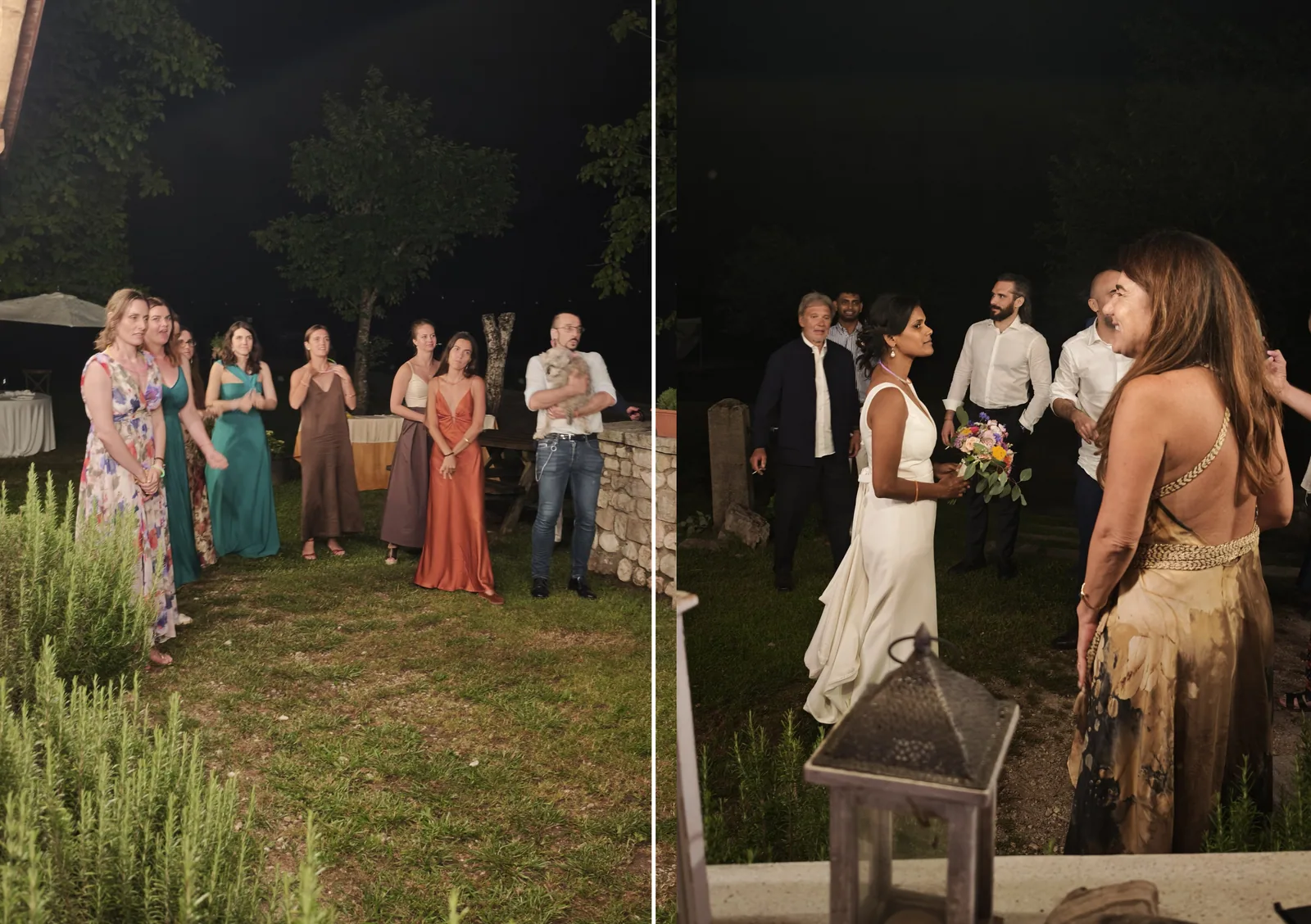 Surubhi durante il lancio del bouquet nel giardino di Borgo Titol